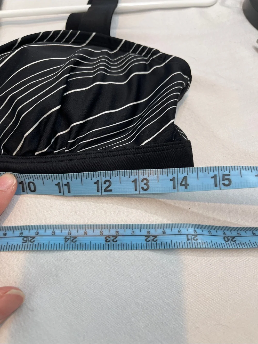 Athleta Bikini Top 36B/C Black White Striped Underwire Swim Top